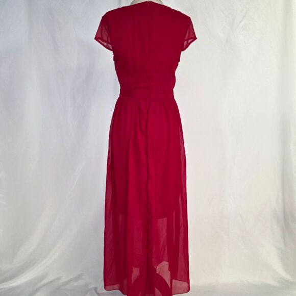 Women's Simple Silky Cap Sleeve Red Dress Size Medium - Picture 8 of 10